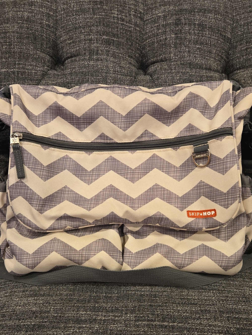 Skip Hop Chevron Grey and Cream Diaper Bag